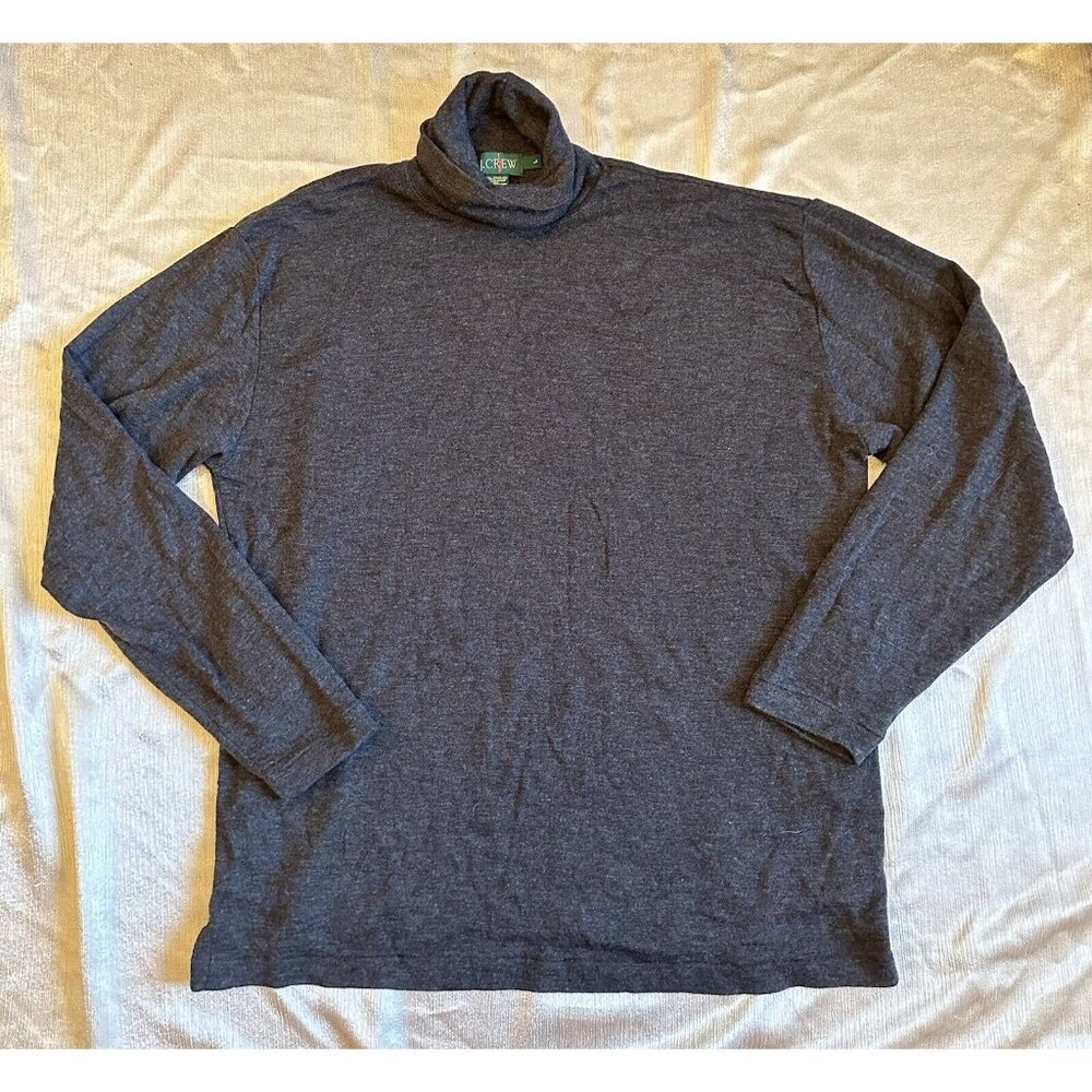 J Crew Merino‎ Wool Oarsman Sweater Turtle Neck Gray Large-small Hole
